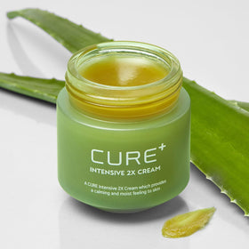 Kim Jeong Moon Aloe Cure Intensive 2X cream jar close-up for deep hydration.