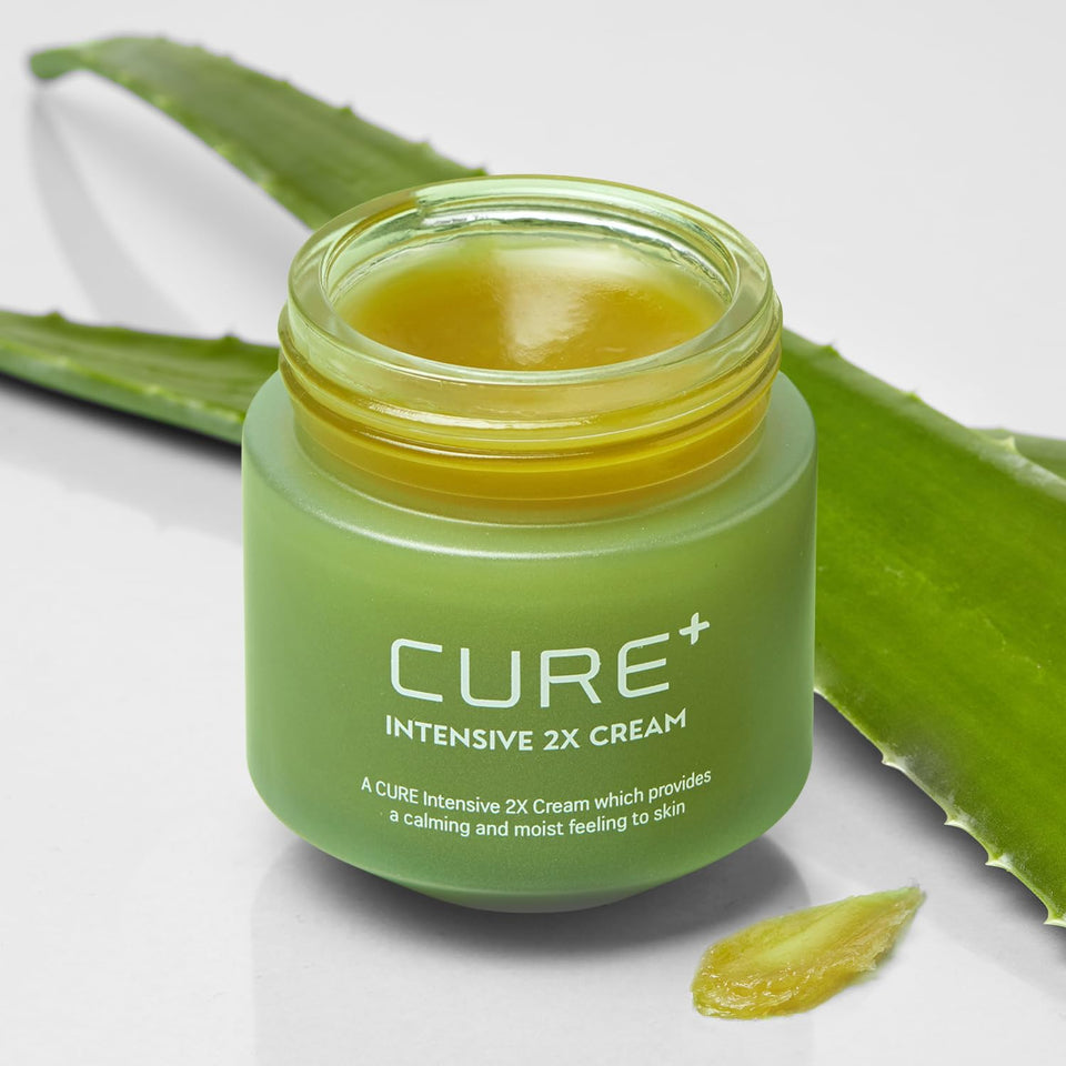 Kim Jeong Moon Aloe Cure Intensive 2X cream jar close-up for deep hydration.