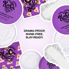 KimChiChic Mini Me White Powder Set swatch showcases blendable finish on multiple skin tones