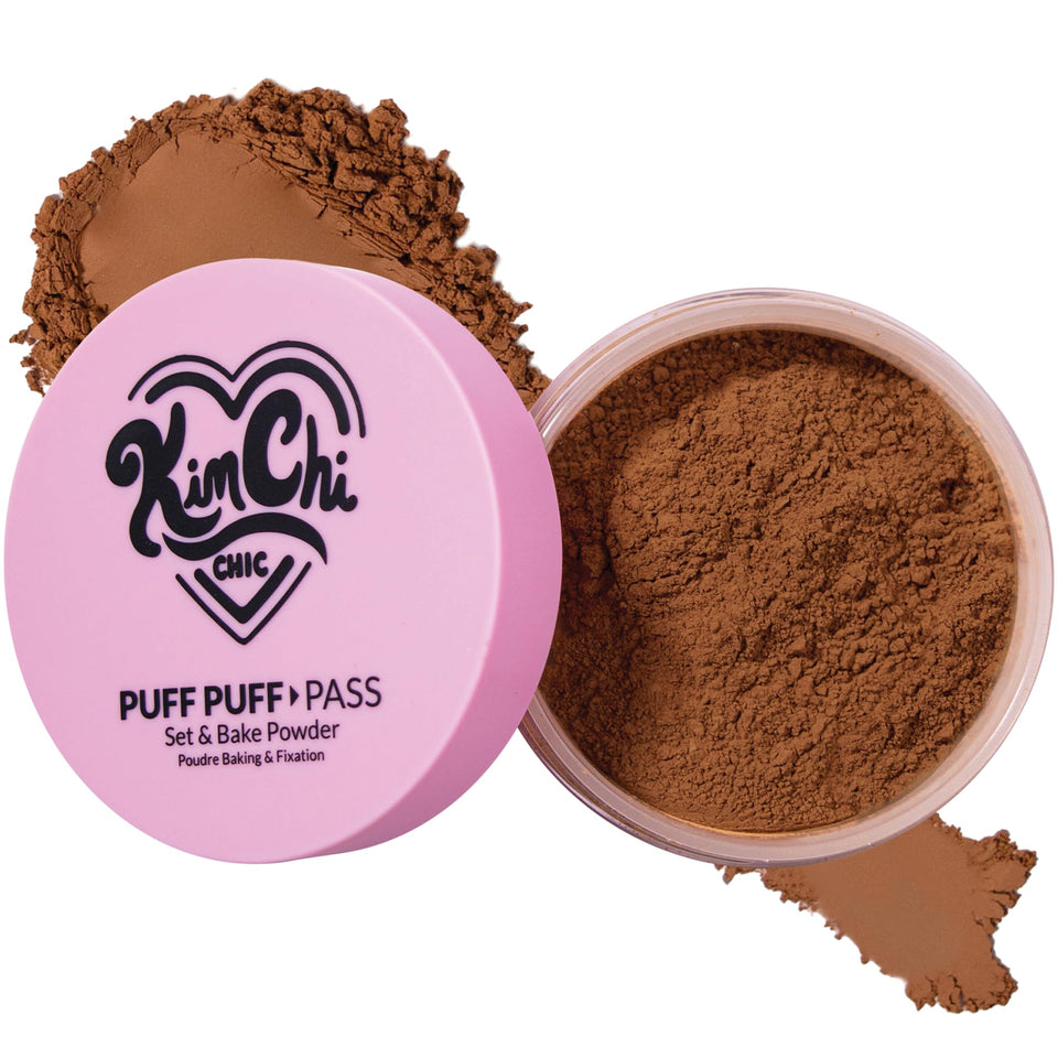 KimChiChic Puff Puff Pass Set and Bake powder compact for long-lasting matte finish.