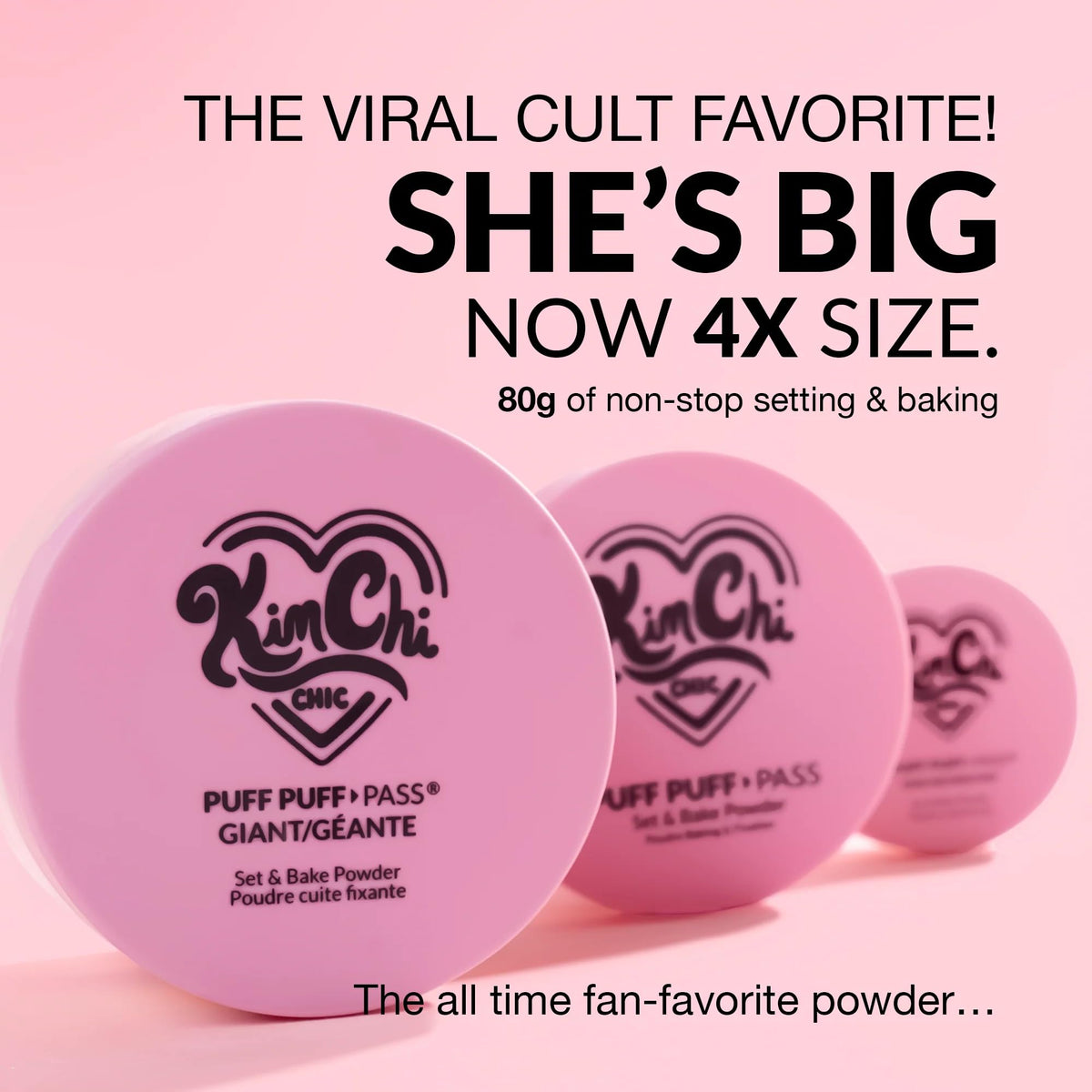 KimChiChic vitamin E-infused powder nourishes skin while setting makeup.
