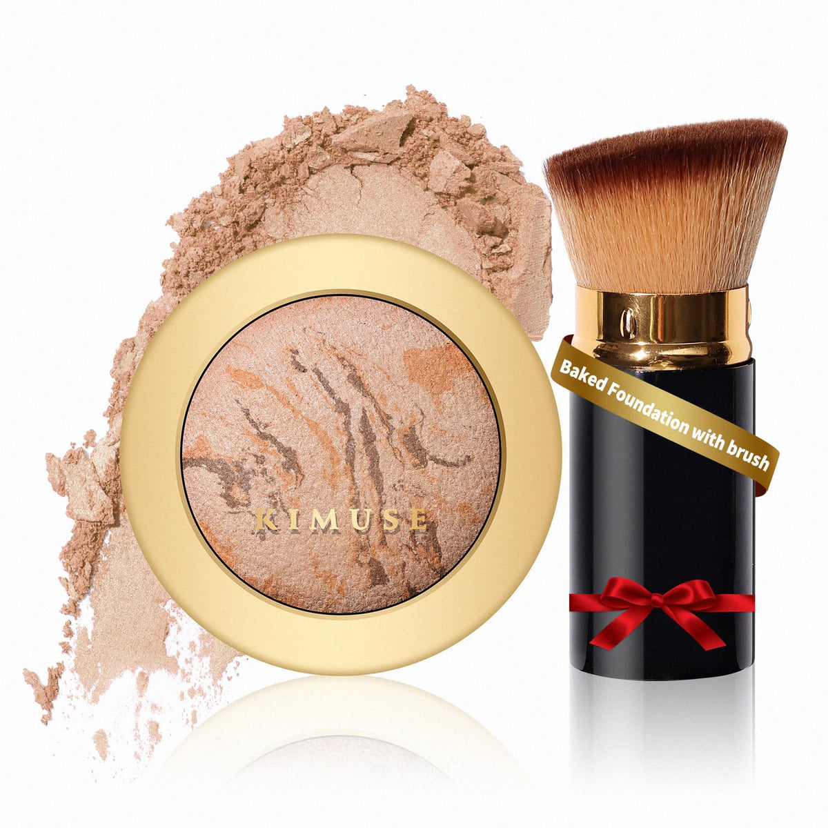 KIMUSE Baked Foundation compact with brightening powder for natural glow