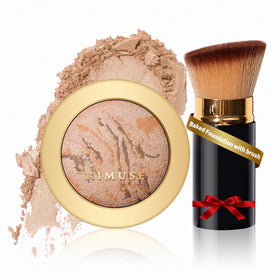 KIMUSE Baked Foundation compact with brightening powder for natural glow