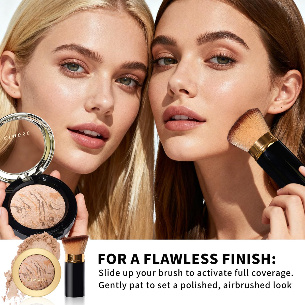 KIMUSE retractable kabuki brush for easy on-the-go application