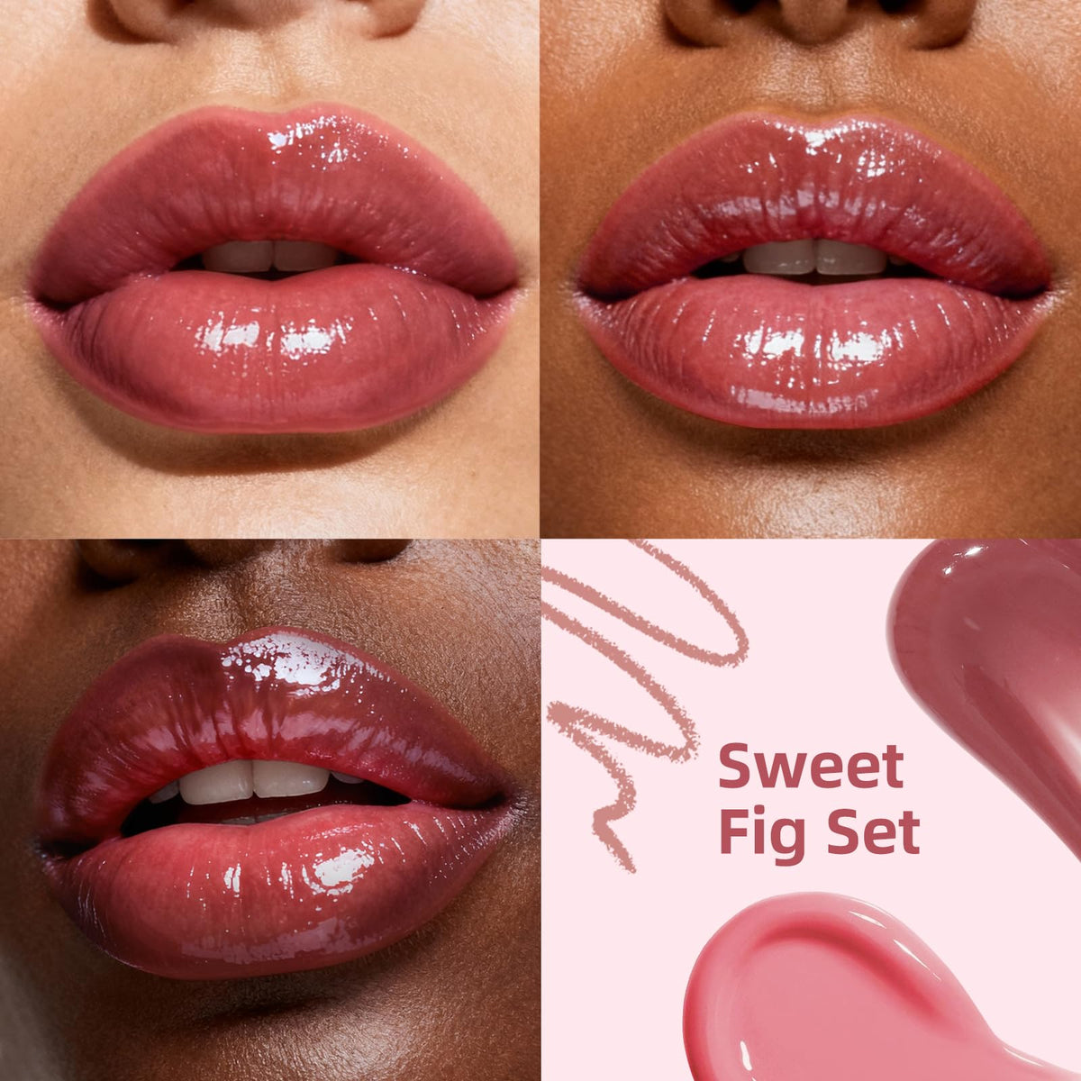 Kimuse Sweet Fig Set hydrating tinted balm swipe highlighting moisture boost and natural tint