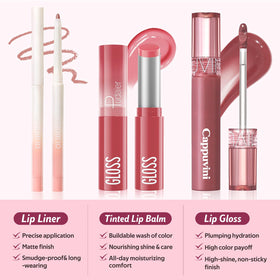 Kimuse Sweet Fig Set liner swatches on skin demonstrating defined lips and color payoff