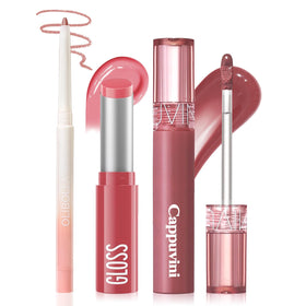 Kimuse Sweet Fig Set trio display showing all-in-one lip kit for versatile looks