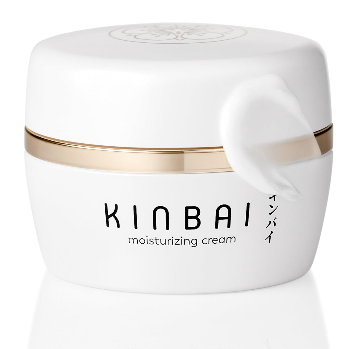 Kinbai face cream packaging on a clean surface signaling hydration and Japanese craftsmanship.