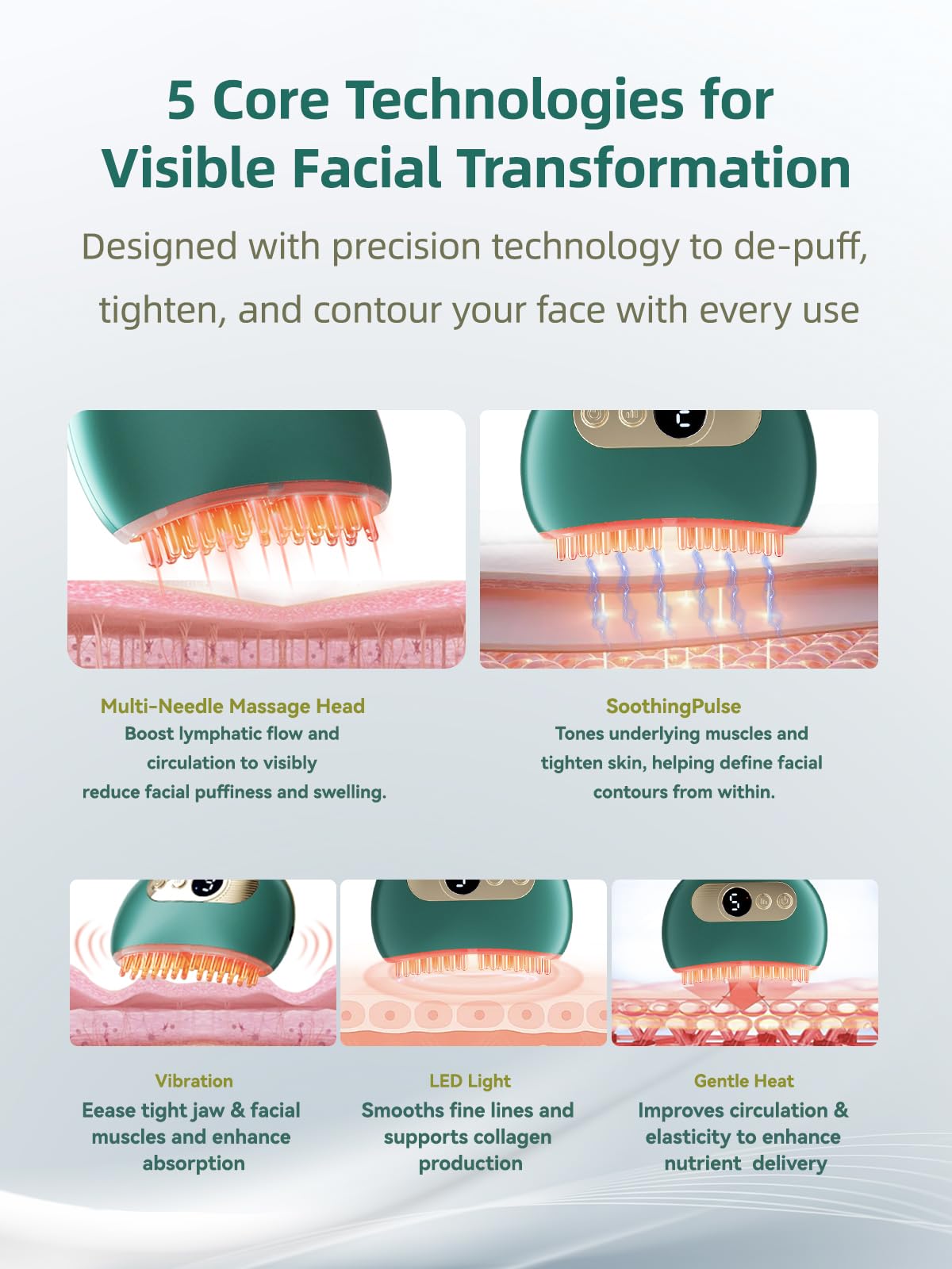 Kinbana LED red-light therapy with gentle heat enhances skin tone.