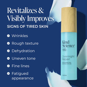 Kind Science Niacinamide formula detail emphasizing skin-evening benefits.