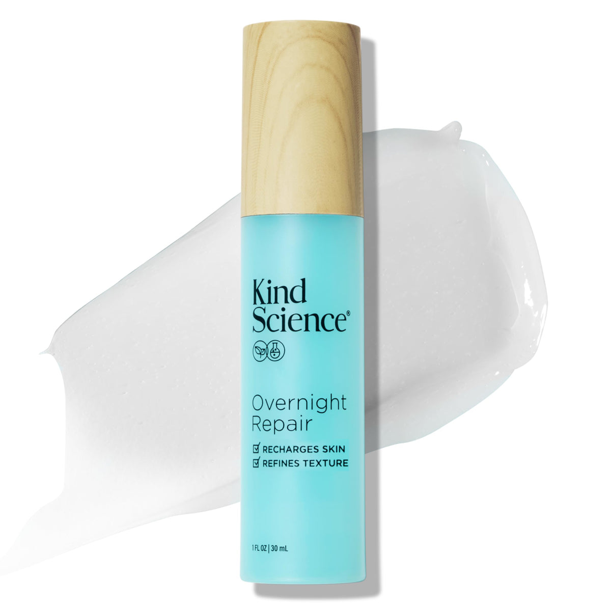 Kind Science Overnight Repair Night Cream jar showcasing its hydrating formula for refreshed morning skin.