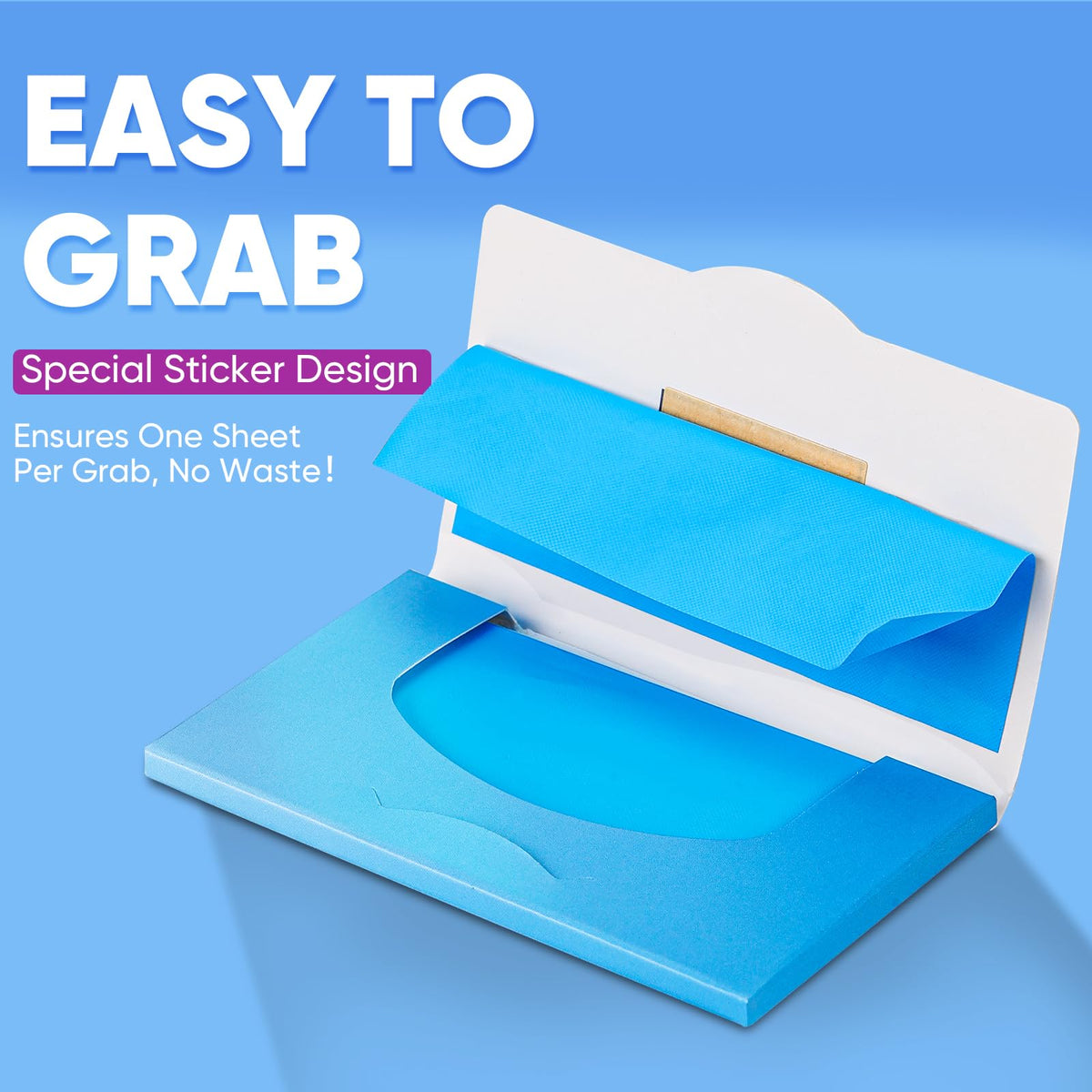 Kindshine blue film blotting paper offers gentle, tear-resistant absorption.