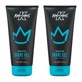 King of Shaves Sensitive Gel packaging shows the recyclable tube for eco-friendly grooming.