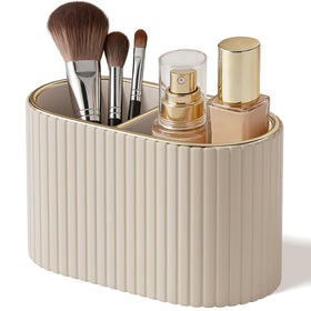 KINGFOM makeup brush holder divider on dresser keeps brushes organized and accessible.