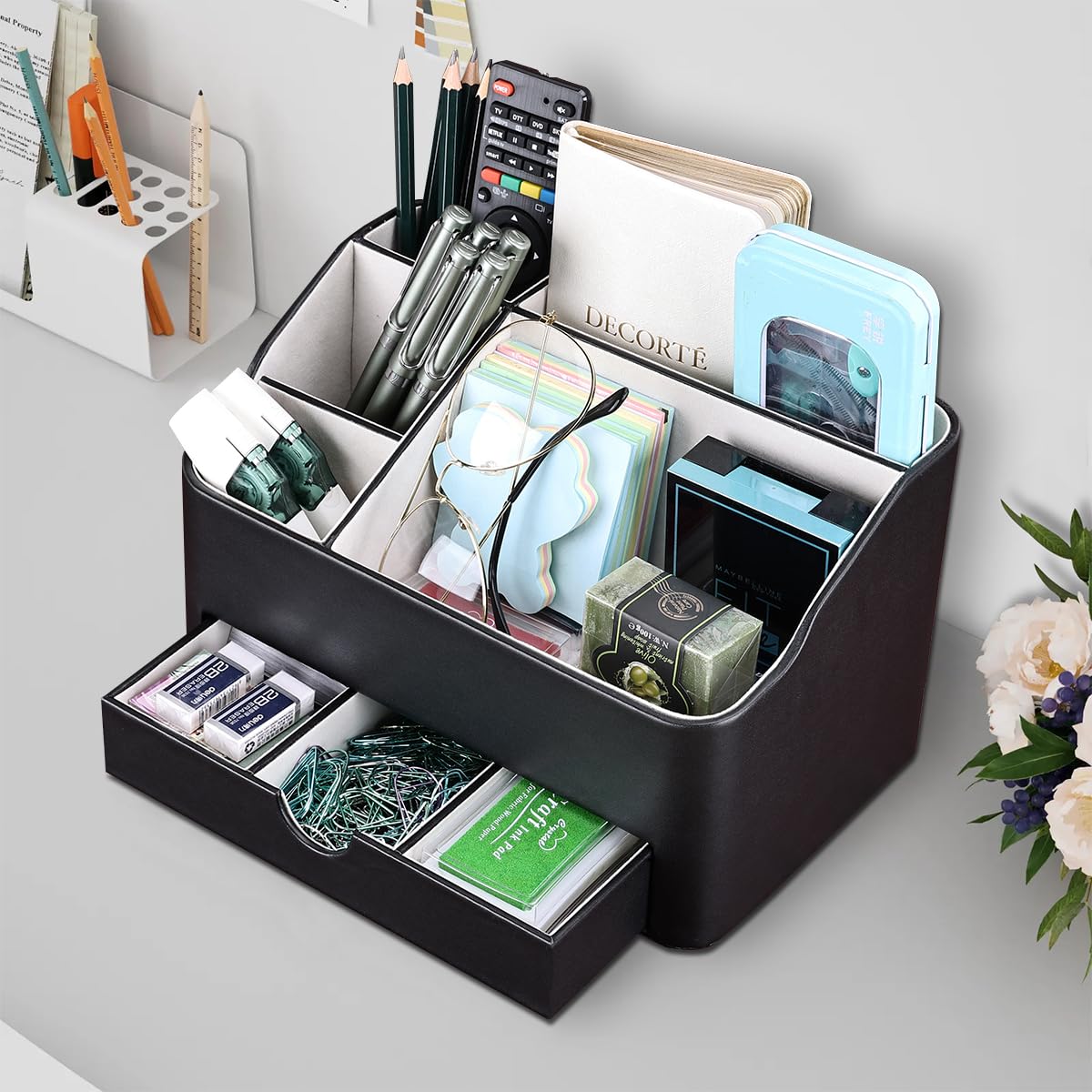 KINGFOM makeup drawer organizer — clear division for easy access to products.