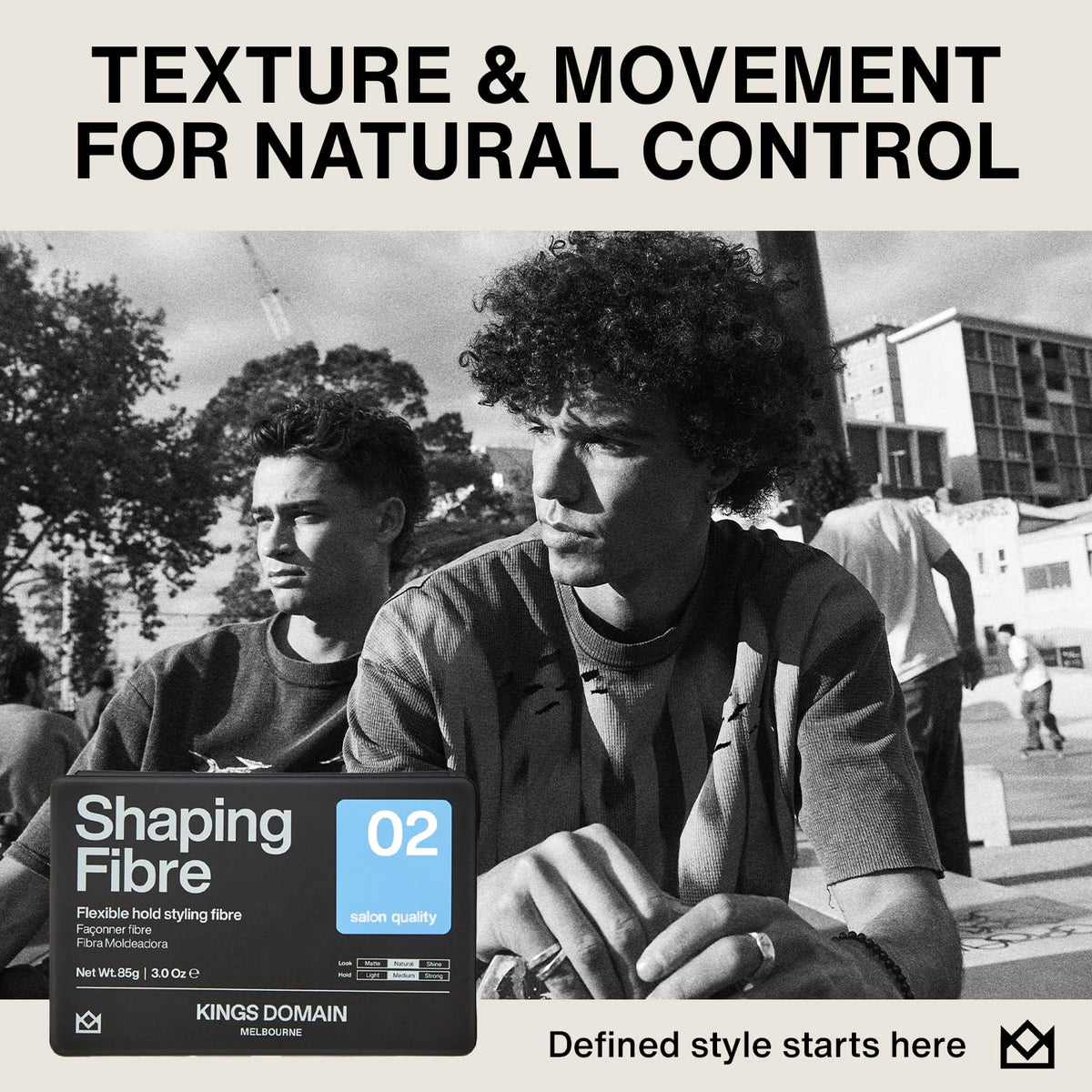 Kings Domain Melbourne Shaping Fibre packaging front view highlights premium Australian-made formulation