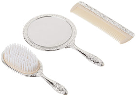 Kingsley 3pc vanity set comb provides durable detangling in a lightweight metal