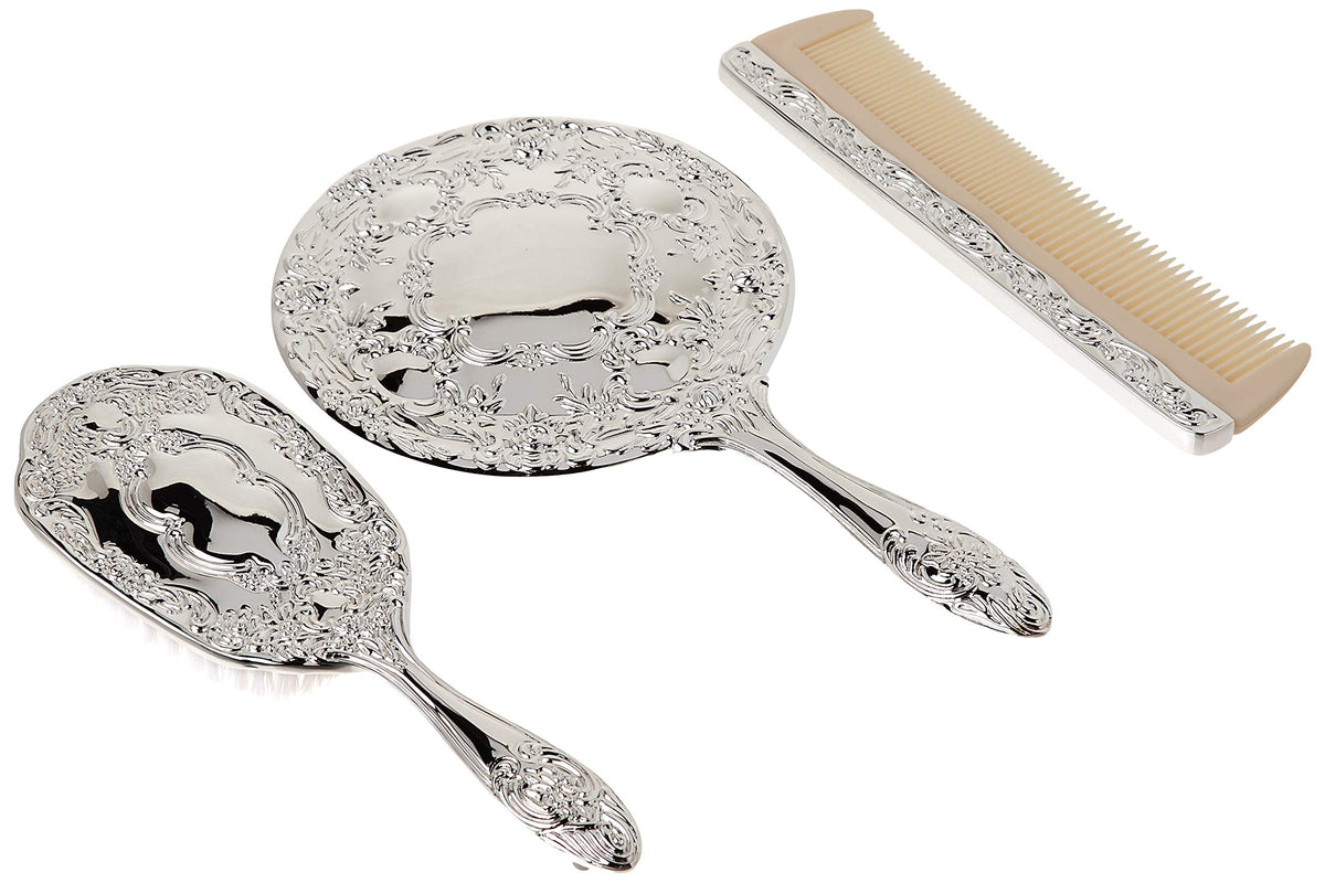 Kingsley 3pc vanity set mirror offers sturdy reflection for styling routines