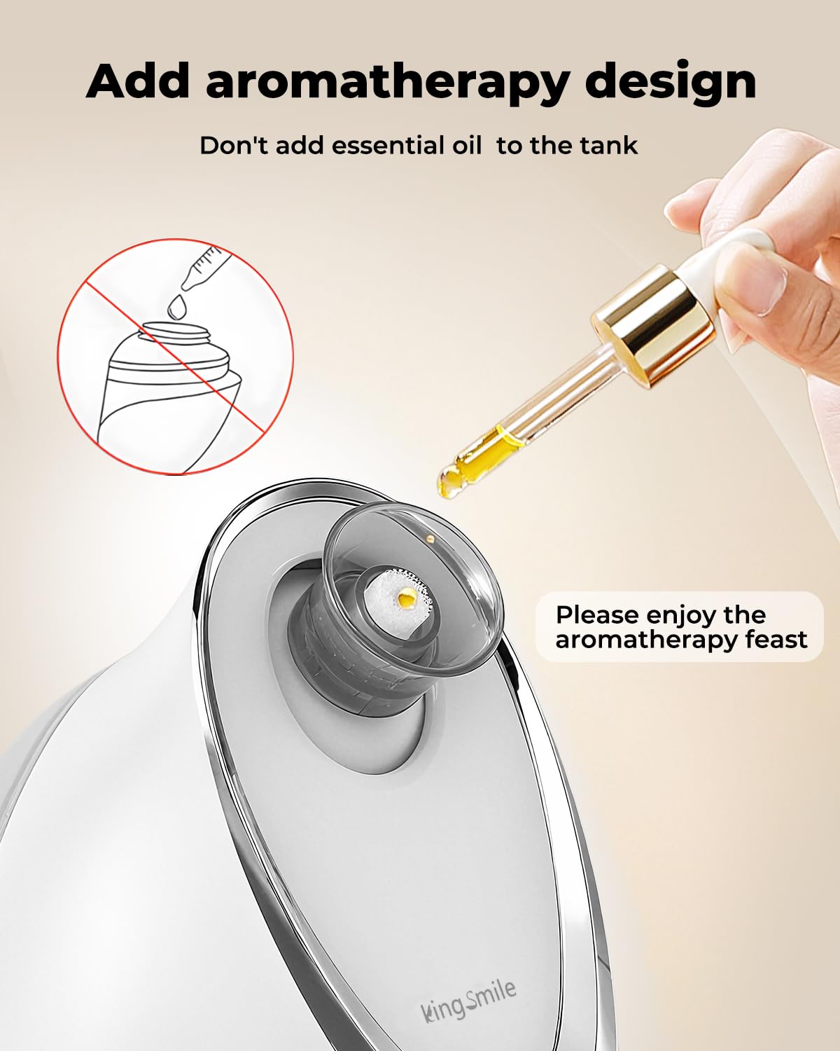 Kingsmile ozone ionic steamer provides rich steam for facial care and ease of breathing.