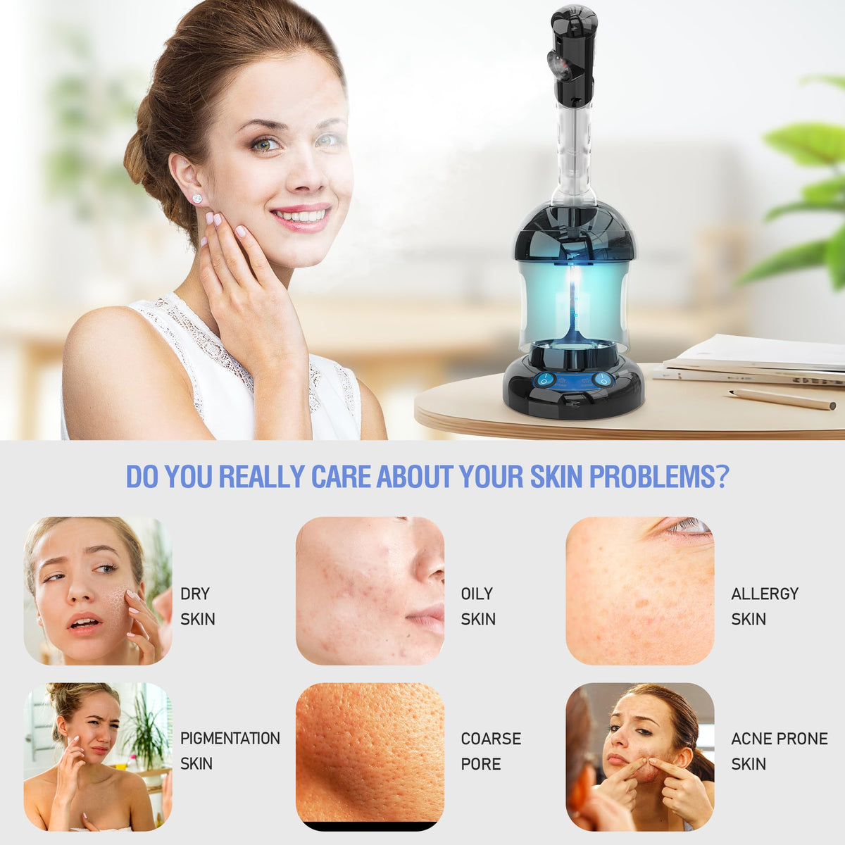 Kingsteam facial steamer extendable arm enabling precise positioning for personalized sessions