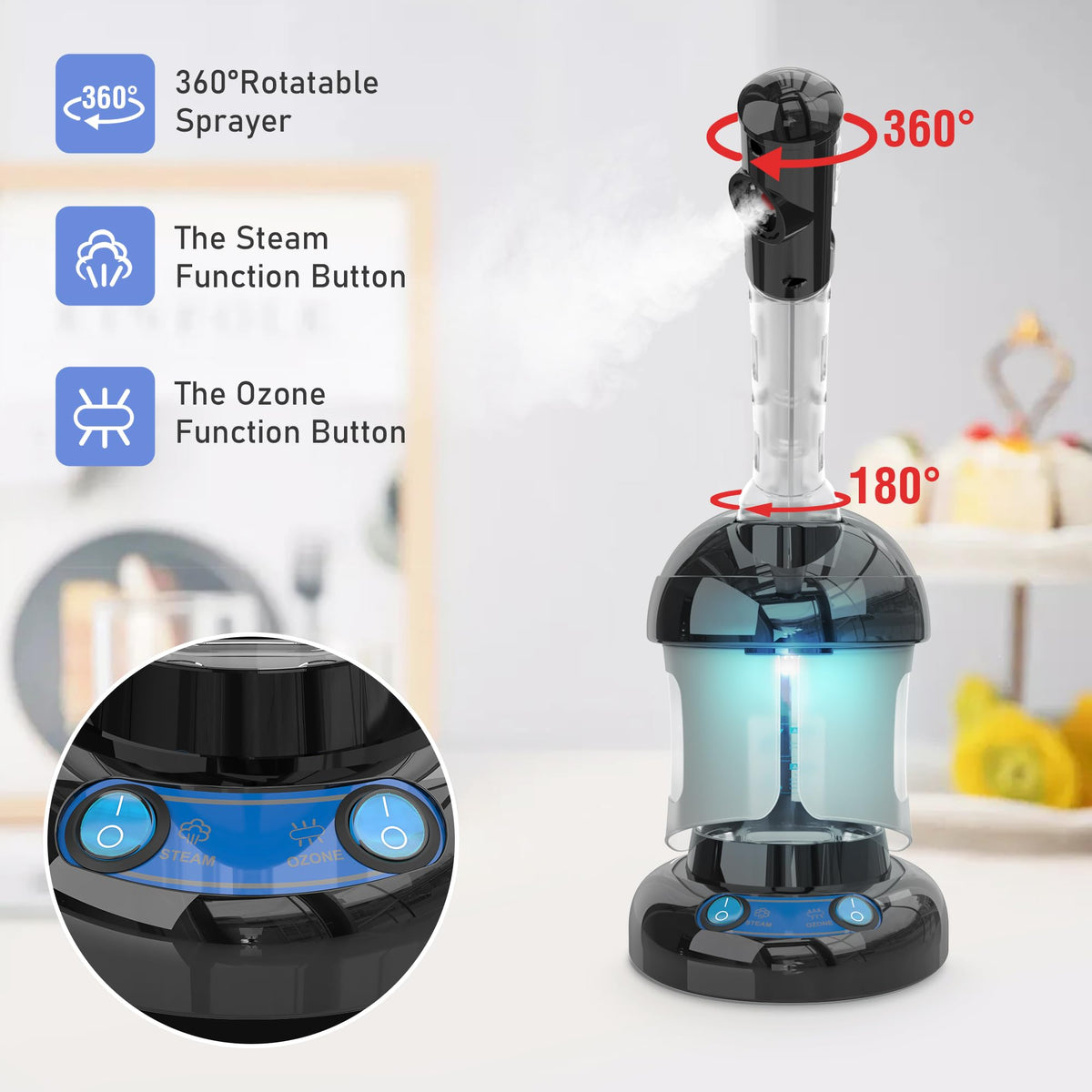 Kingsteam facial steamer ozone function for a refreshing, spa-like steam experience