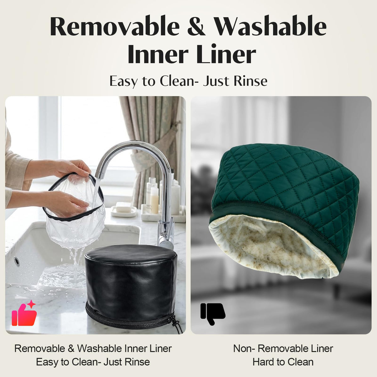Kingsteam cap detachable liner allows thorough cleaning after use.