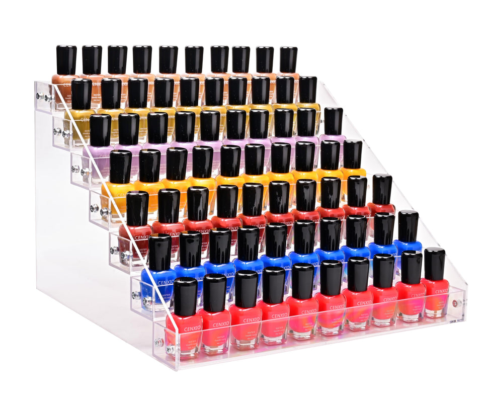 Kingtaily seven-tier organizer showcases nail polish for organized, easy access.