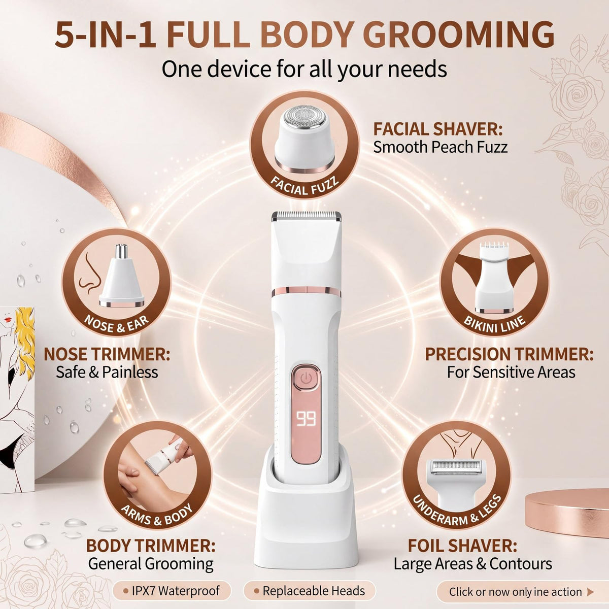 KINGTEE shaver with LED display for battery life at a glance