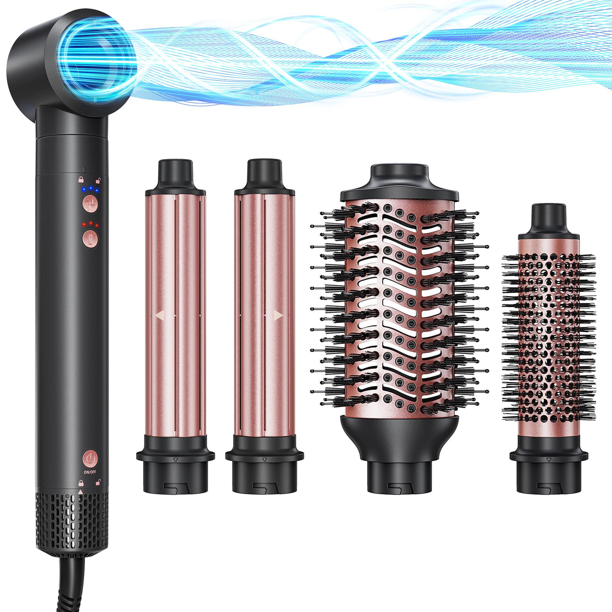 Kinked 5-in-1 hot air styler wrap in action for quick drying and styling at home