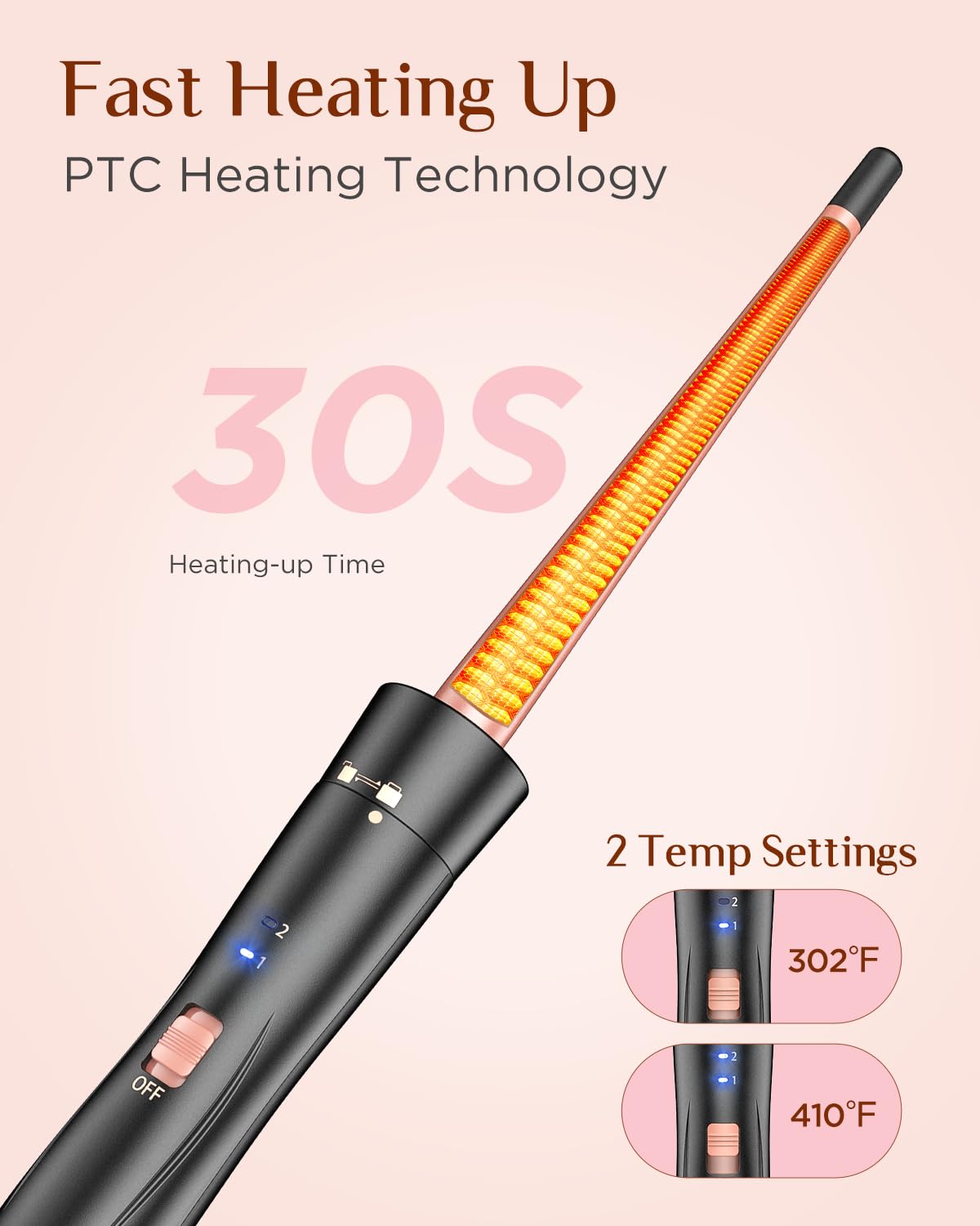 Kinked dual voltage design for worldwide styling convenience.