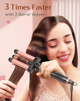Kinked triple-barrel waver creating beachy waves with even heat.