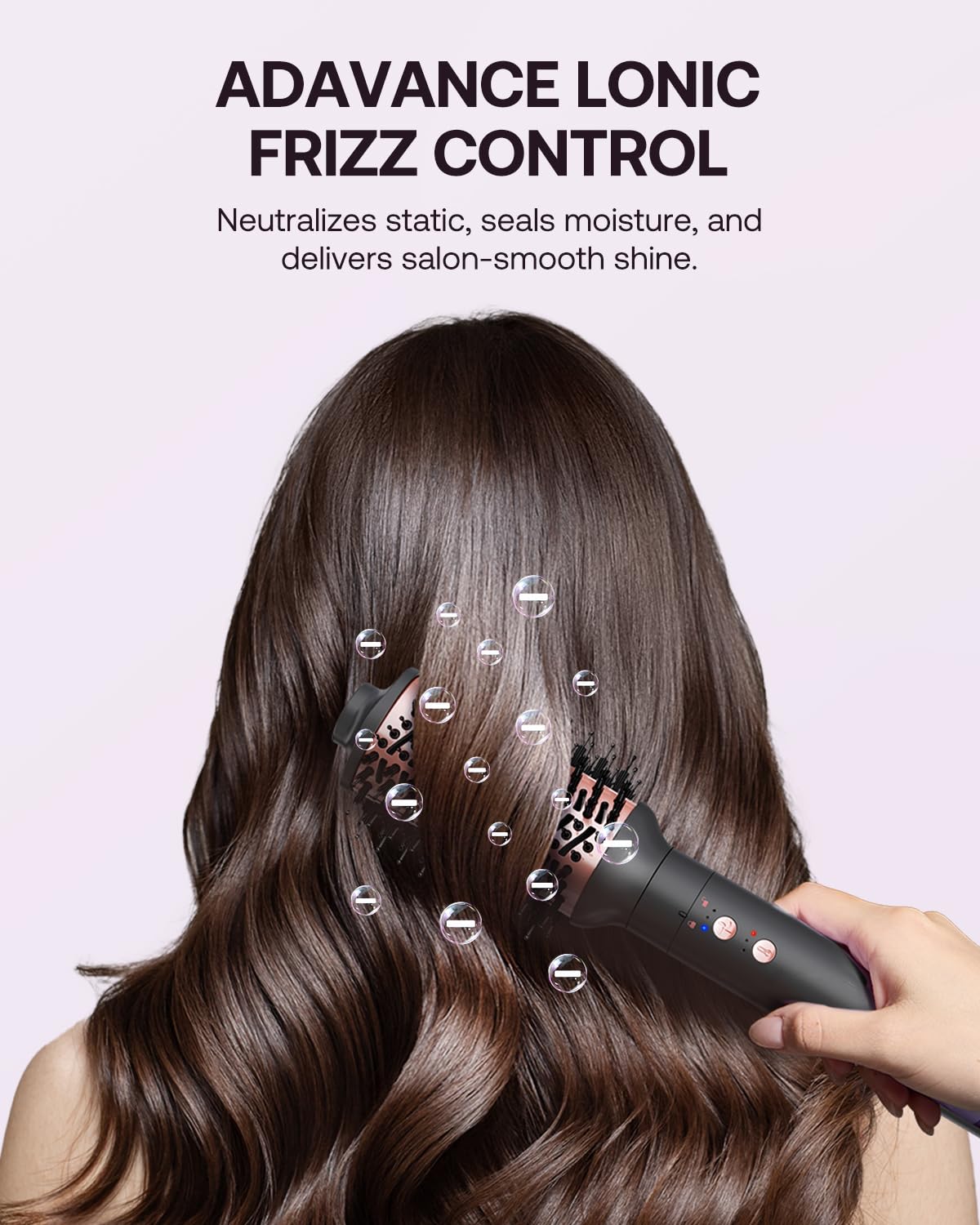 Kinked frizz-free technology reduces static and seals moisture for shiny hair