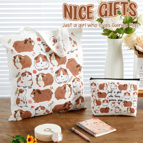Kinlop canvas cosmetic bag with guinea pig motif keeps essentials organized