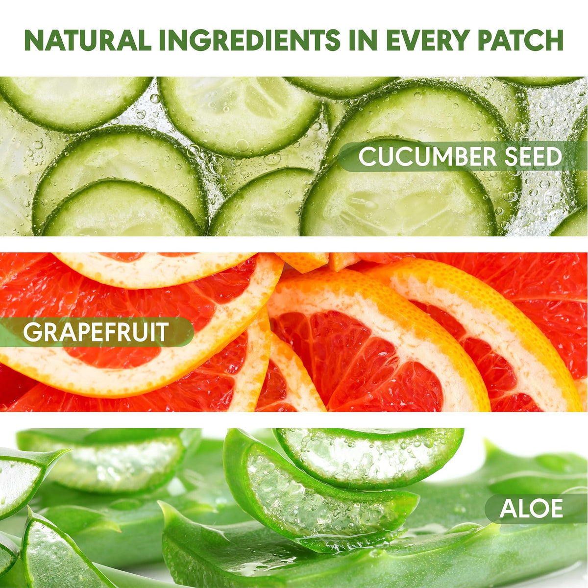 Kinpur Organic Under Eye Patches with matcha and cucumber refreshing the delicate skin.
