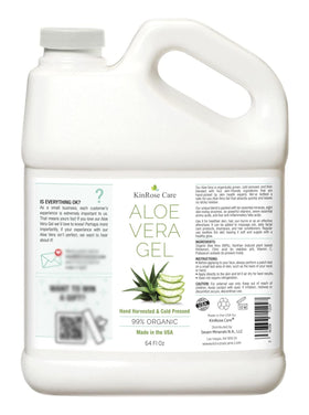 KinRose Care Aloe Vera Gel closeup bottle highlights bulk packaging.