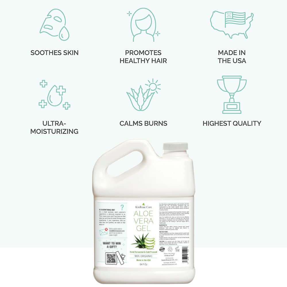 KinRose Care Aloe Vera Gel offers cooling relief for sun-exposed skin.