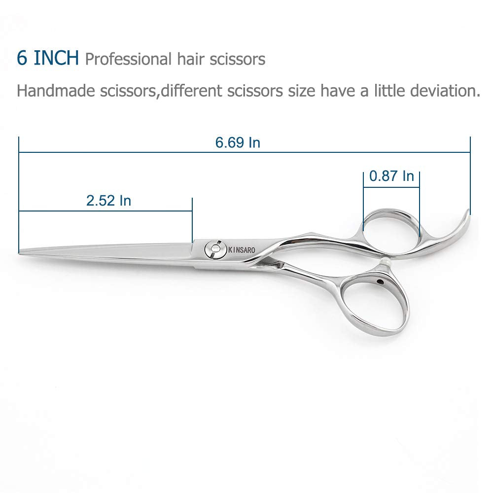 KINSARO 6in professional scissors steel blade closeup highlighting edge quality for thick hair.