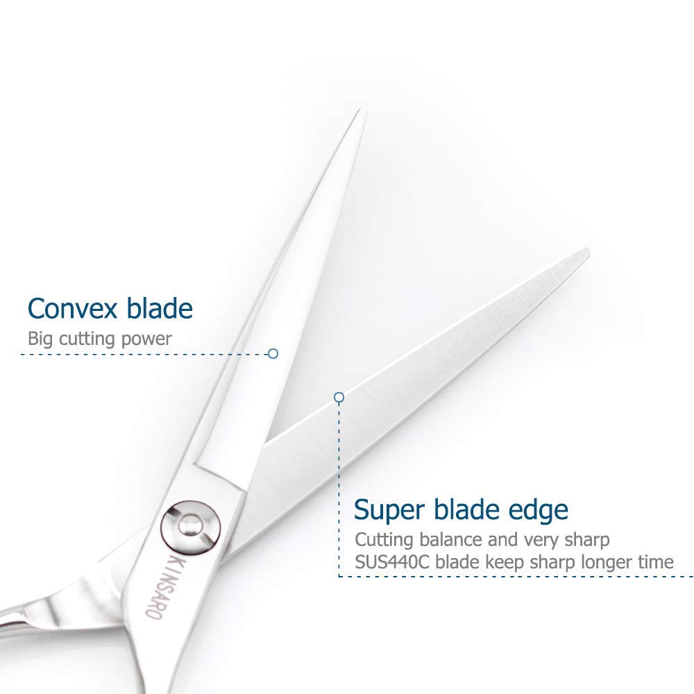 KINSARO hair-cutting performance wet-test image demonstrates smooth cutting through hair.