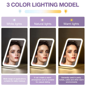 Kintion rechargeable makeup mirror provides cordless use on trips