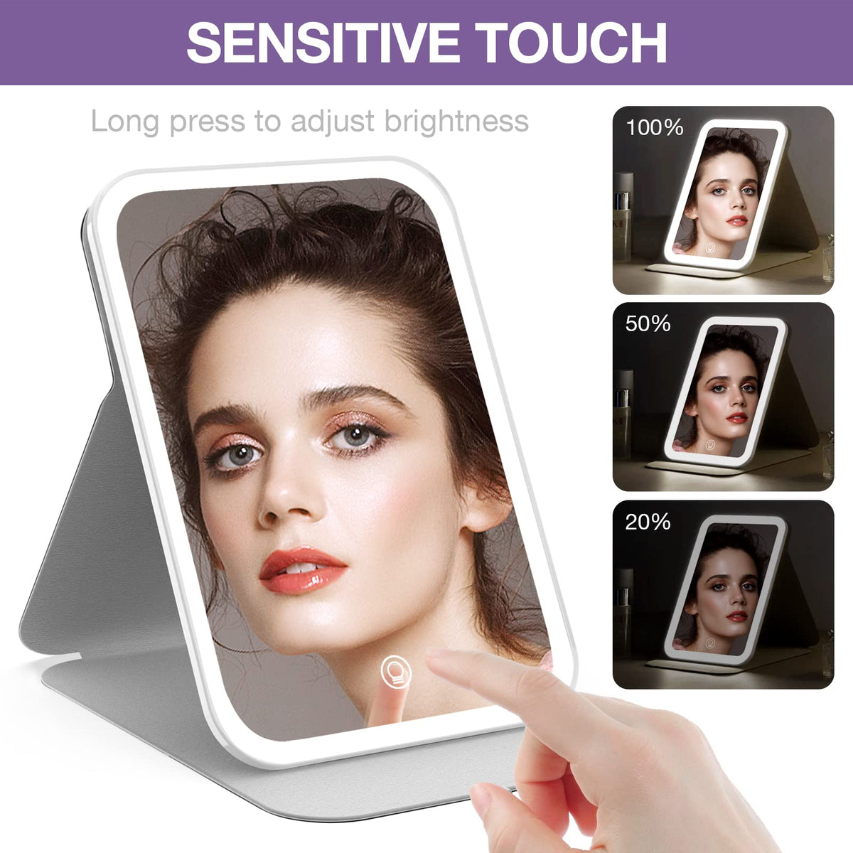 Kintion travel folding mirror slips easily into bags for on-the-go makeup