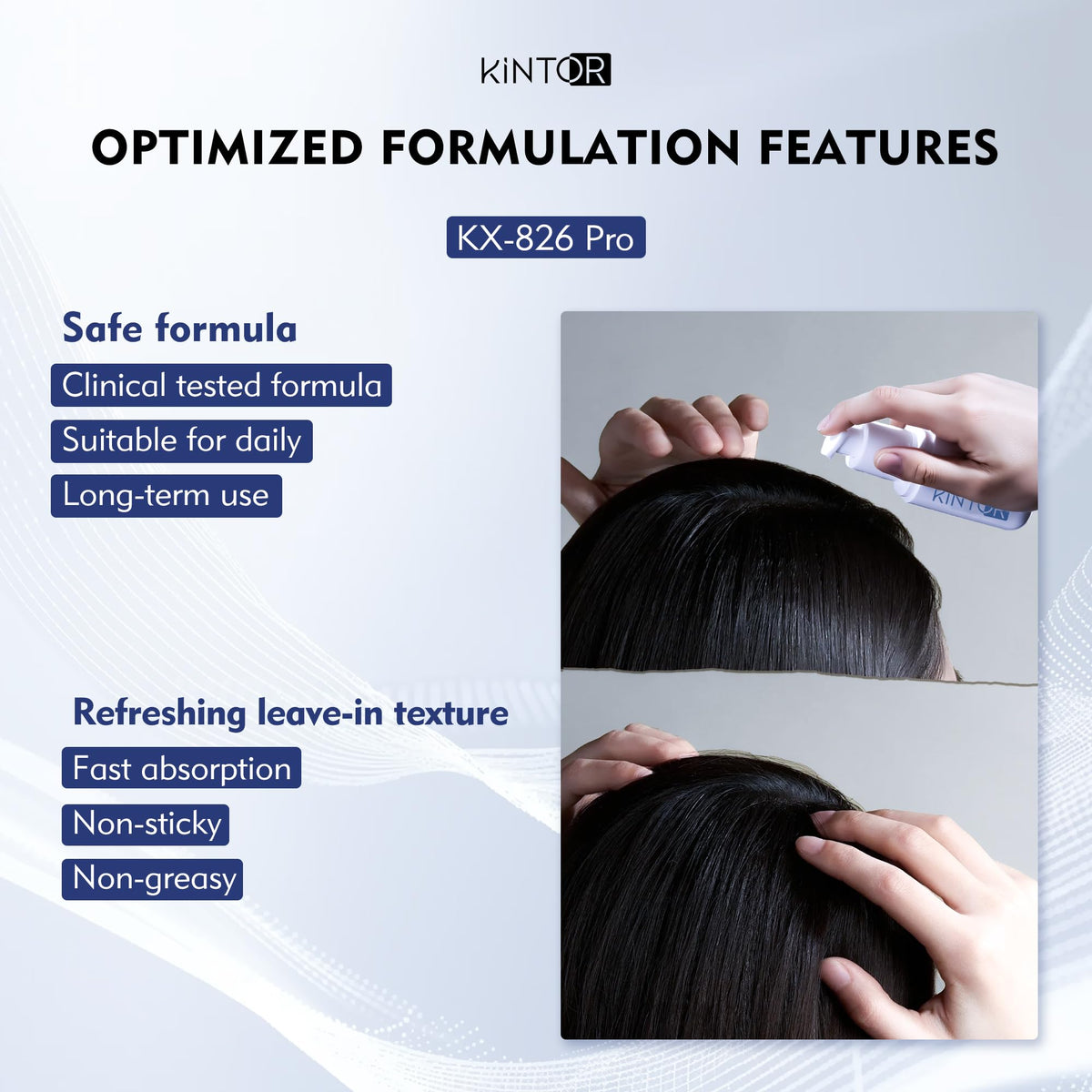 KINTOR KX-826 Pro dense hair visual for improved appearance.