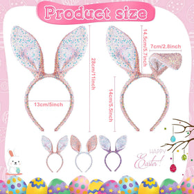 KIPETTO glitter bunny ears headband enhances outfits for parties.