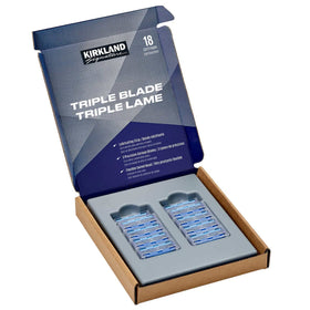 Kirkland Signature triple blade refill 18-count pack for a smooth shave.