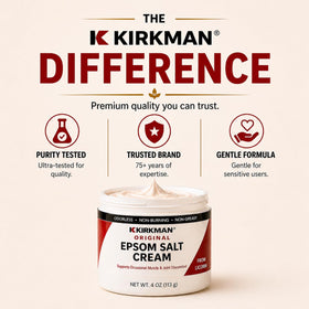 Kirkman Epsom Salt Cream daily rub delivers 100 mg magnesium sulfate per gram.