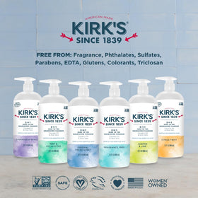 Coconut oil and aloe vera ingredients highlighted on Kirk's product label