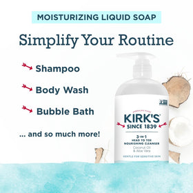 Family using Kirk's 3-in-1 cleanser for head-to-toe care