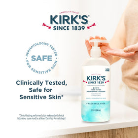 Fragrance-free Kirk's bottle offers a clean, neutral experience