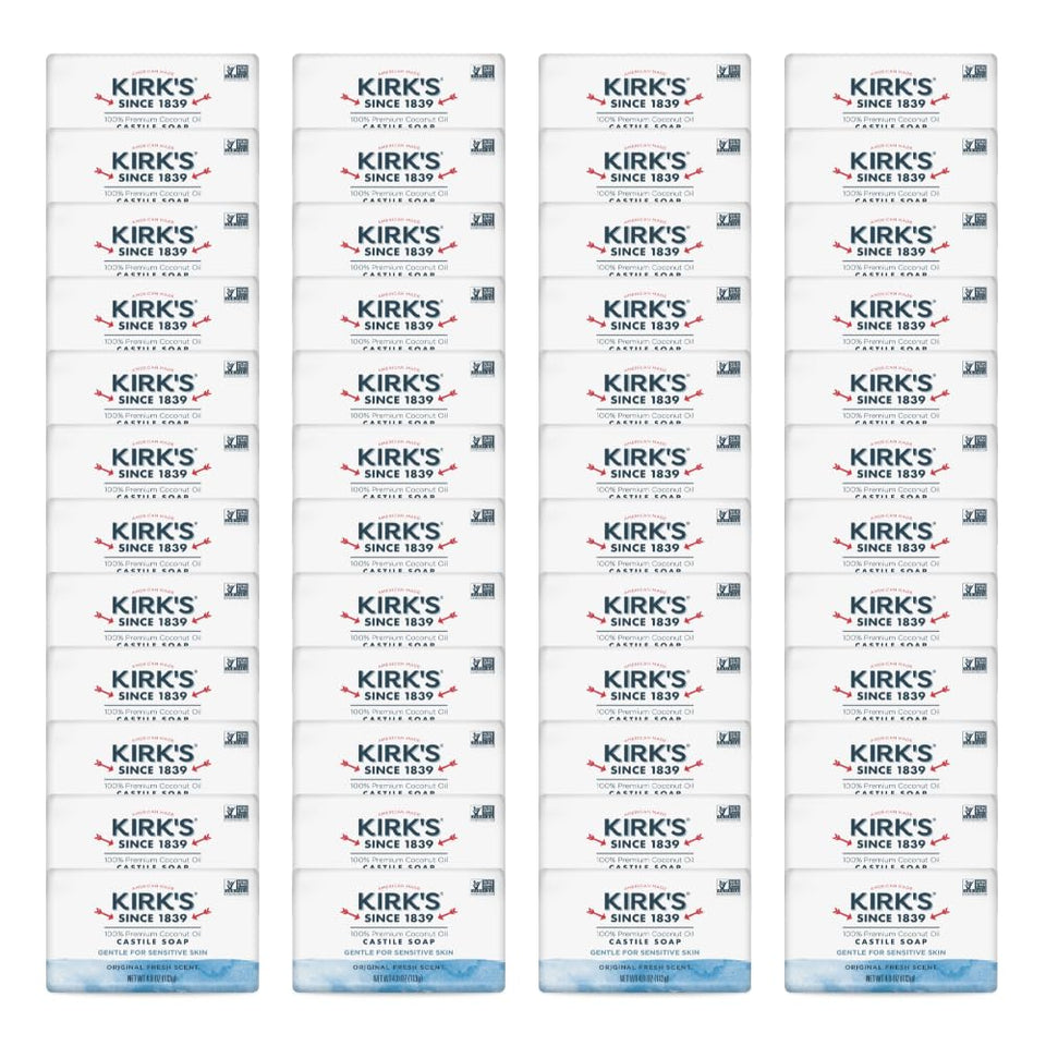 Kirk's Castile bar soap original fresh scent in a classic 4 oz bar for daily cleansing.