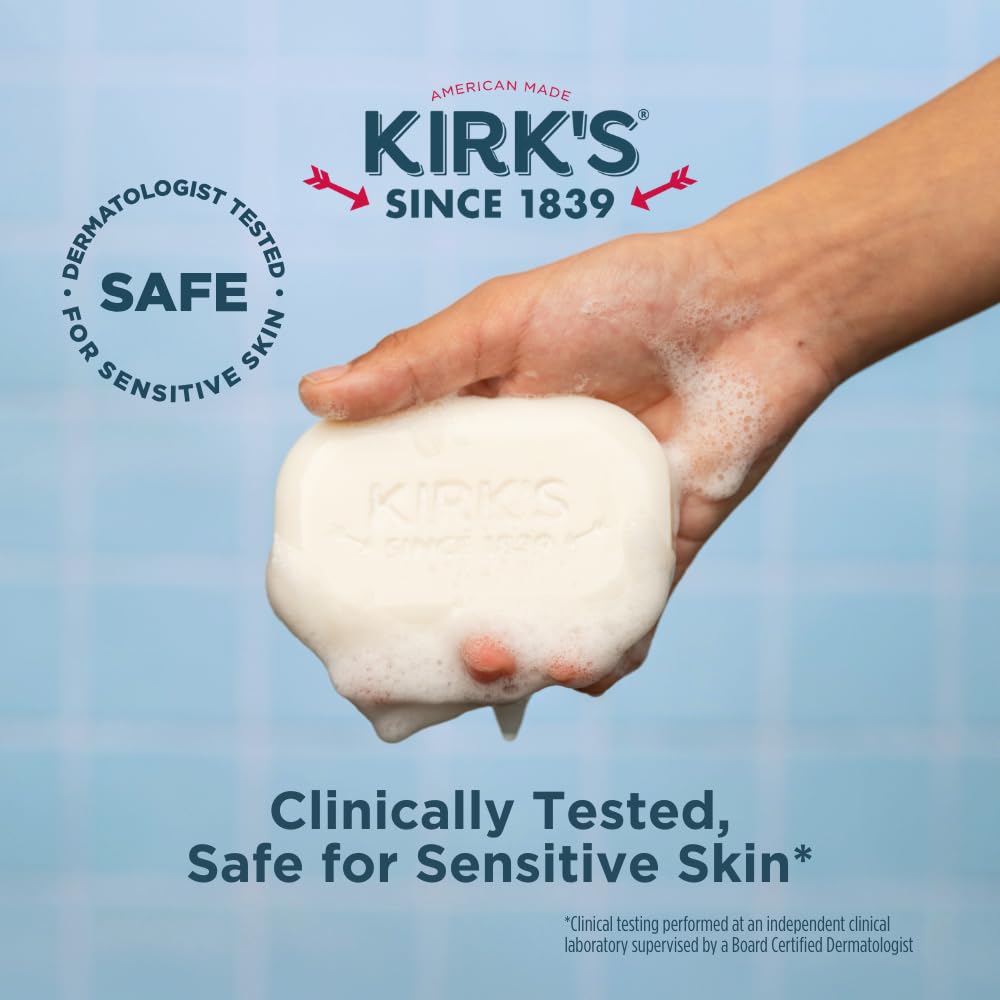 Kirk's Castile soap vegan non-GMO bar supports plant-based cleansing and hydration.