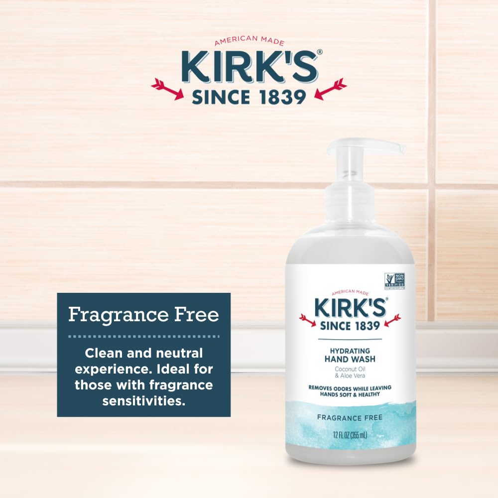 Kirks Hydrating Hand Wash aloe vera gel resting on hands after chores.